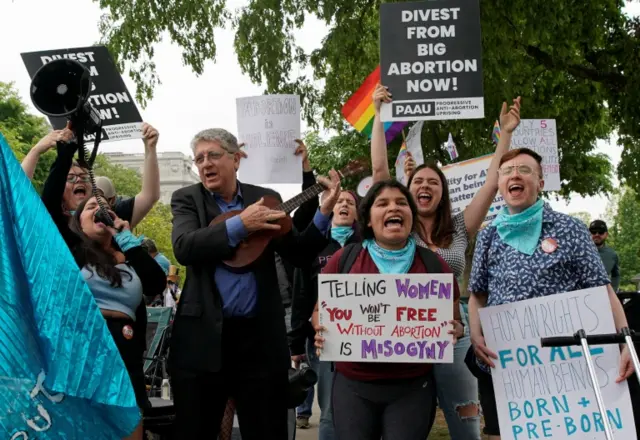 Pro-choice campaigners at Supreme Court