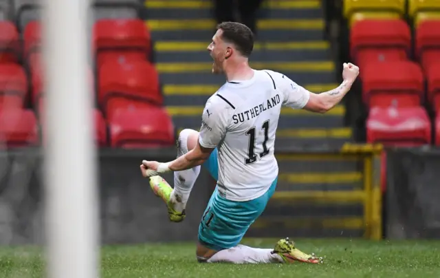 Shane Sutherland celebrates the Inverness equaliser