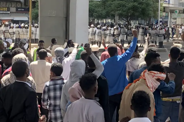 Ethiopian forces take measures as people protest against the deadly attacks on Muslims in Gondar in Addis Ababa