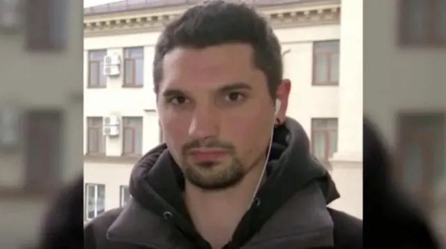 French journalist Frédéric Leclerc-Imhoff, who was killed in shelling, is seen in this screengrab taken from a video released by BFM TV