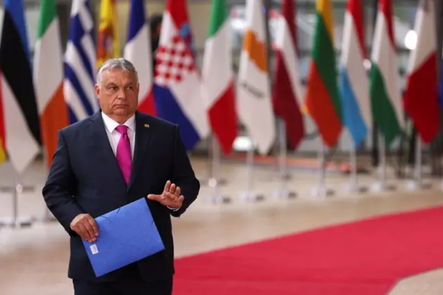 Viktor Orban arrives for the European Union leaders summit