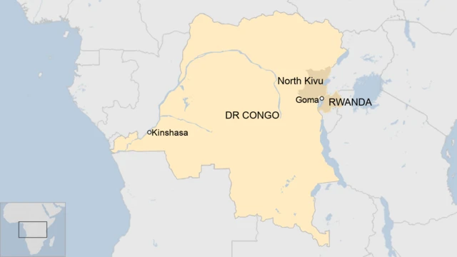 A map of Democratic Republic of Congo