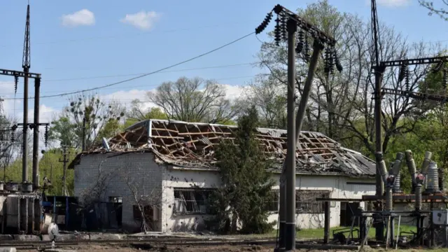 Damage to an electrical substation in Lviv