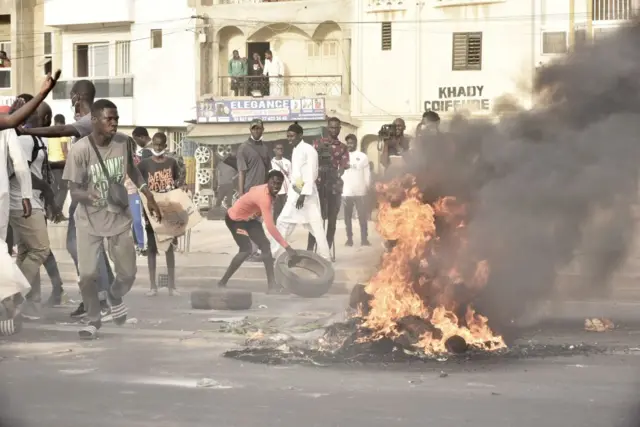 Protesters demonstrate against the arrest of Barthelemy Diaz, Ousmane Sonko and Malick Gakou in Dakar - 10 November 2021