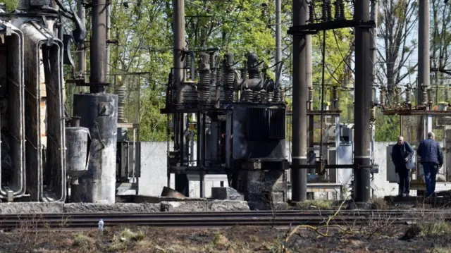 Damage to an electrical substation in Lviv