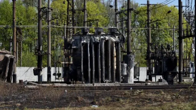 Damage to an electrical substation in Lviv