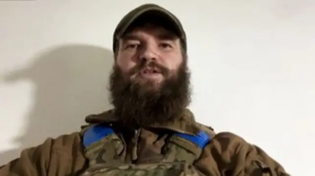 Screen grab of Capt Svyatoslav Palamar, Deputy Commander in the Azov Regiment