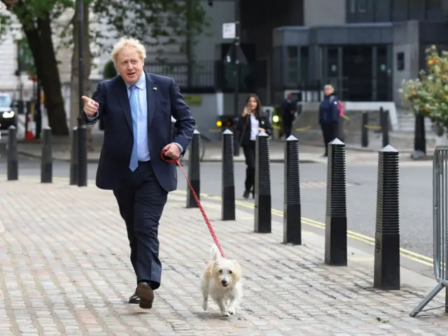 Boris Johnson pictured with his dog Dilyn