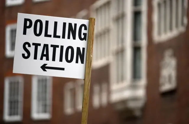 Polling station sign