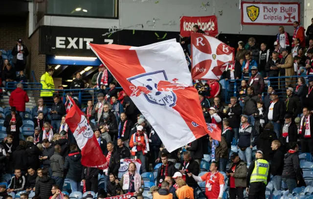 Leipzig fans are already inside the stadium making plenty of noise