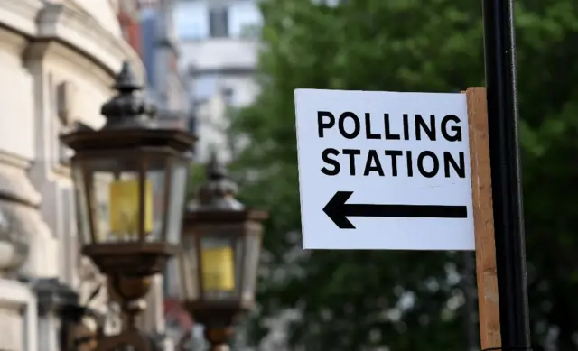 Sign for a polling station