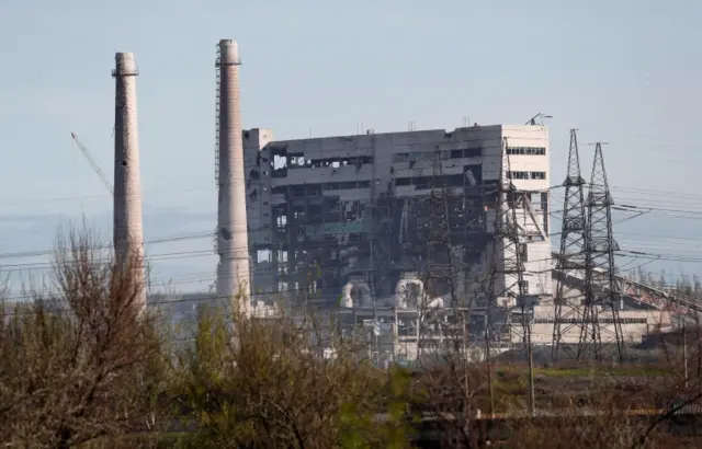 The Azovstal steelworks in Mariupol on 3 May