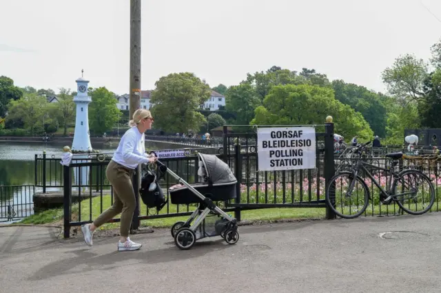 Polling station sign in Cardiff