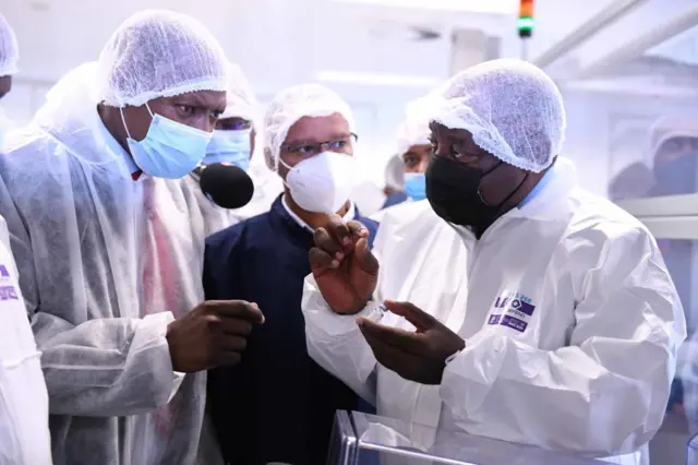 President Cyril Ramaphosa at the Aspen Pharmacare sterile manufacturing facility