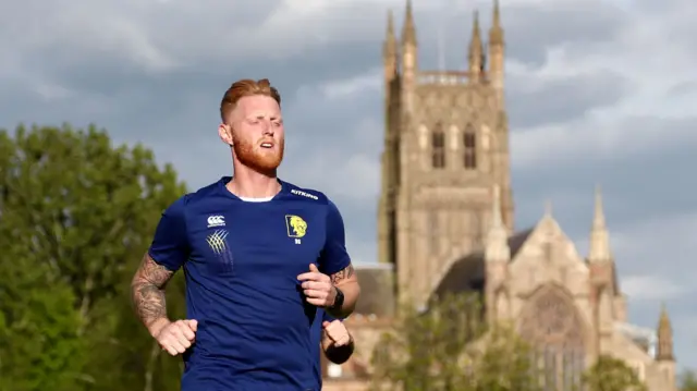 Ben Stokes was just a spectator for most of day one at New Road, apart from a quick training run