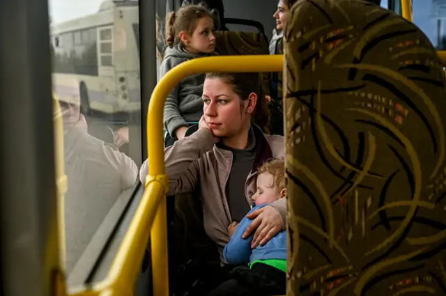 People from Mariupol arrive in Kamianske, Zaporizhzhia, Ukraine on 3 May 2022.