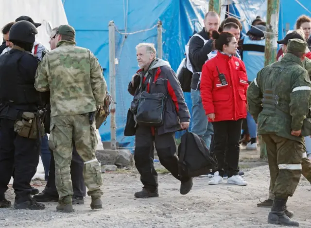 Image shows elderly evacuee