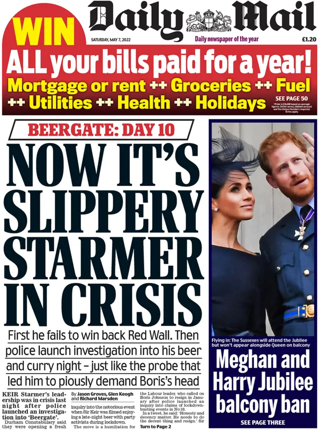 Daily Mail front page