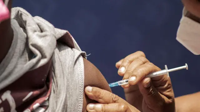 Boy receiving vaccination