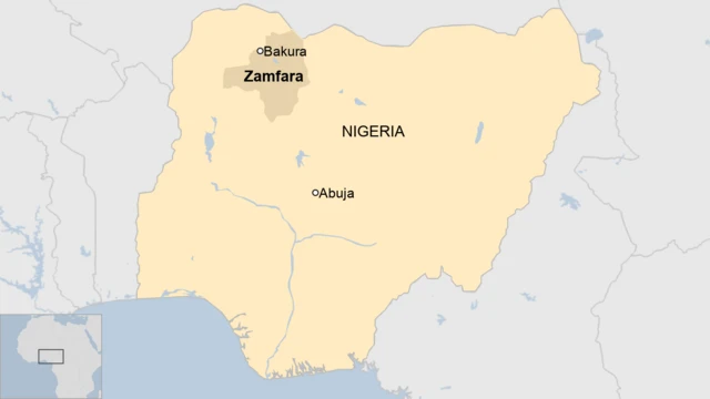 Map showing Zamfara state in Nigeria