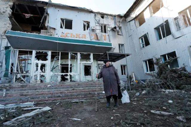 Destroyed hospital in Volnovakha in the Donetsk region