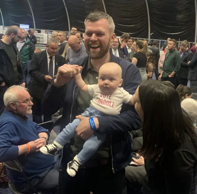 Gerry Carroll with his baby son