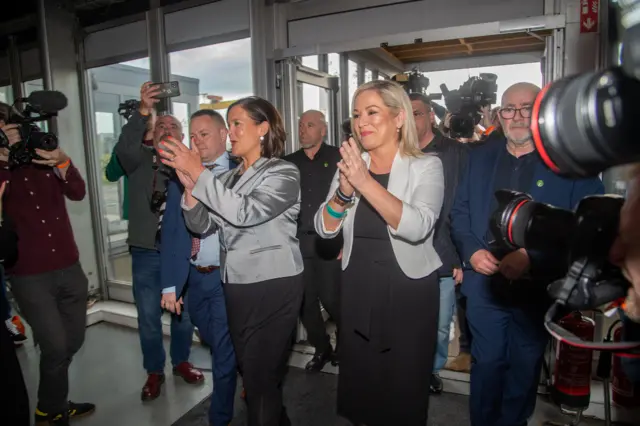 Sinn Féin leaders arrive at the count centre