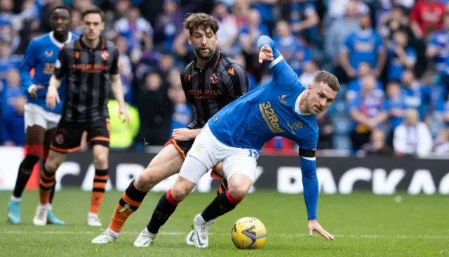 Aaron Ramsey was prominent for Rangers in the late stages of the first half