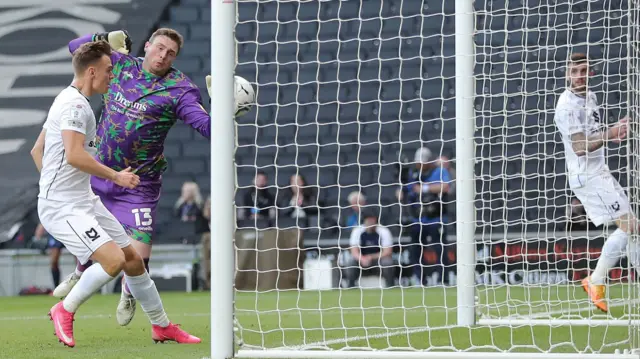 Troy Parrott scores for MK Dons