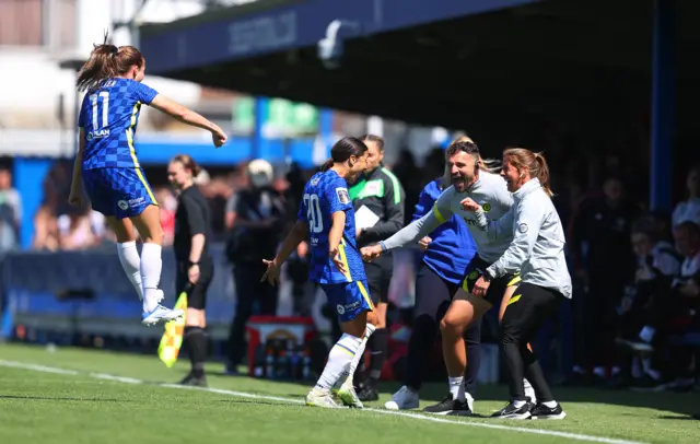 Sam Kerr celebrates