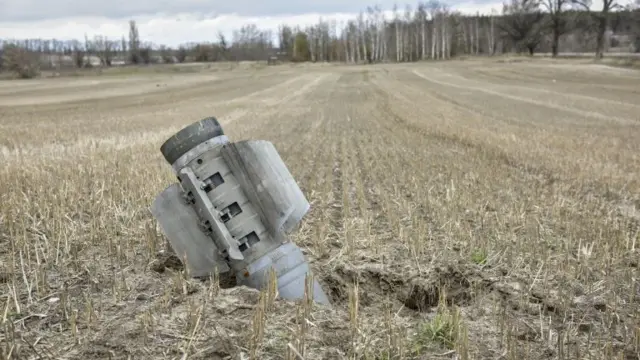 Debris of a rocket missile near Kyiv