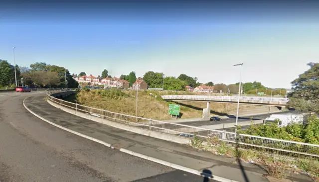 Lobley Hill roundabout and footbridge over the A1