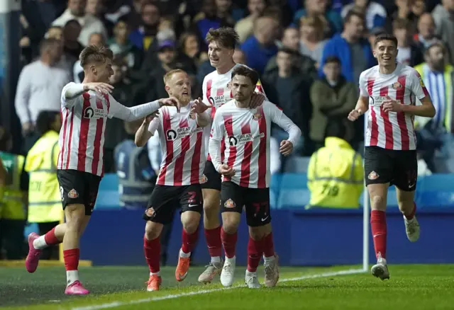 Sunderland celebrate Patrick Roberts' goal