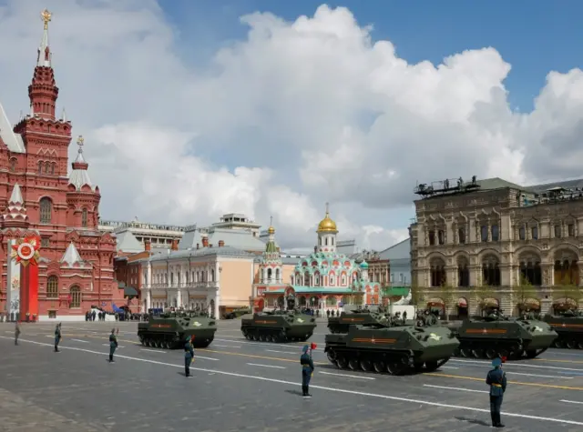 Russian tanks at the Victory Day parade in Moscow