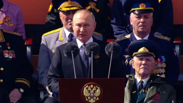 Russian President Vladimir Putin addressed the crowd in Moscow's Red Square