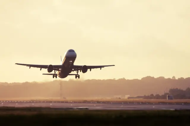 Stock photo of flight taking off