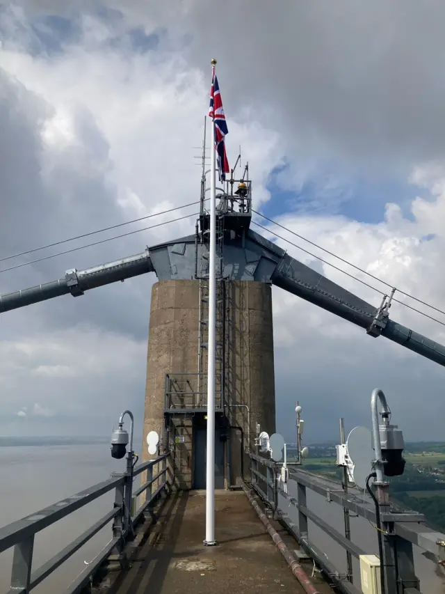 Union flag on Humber Bridge