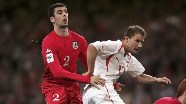 Wales v Poland action from 2004 World Cup qualifier