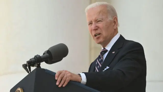 Image shows President Biden earlier this month