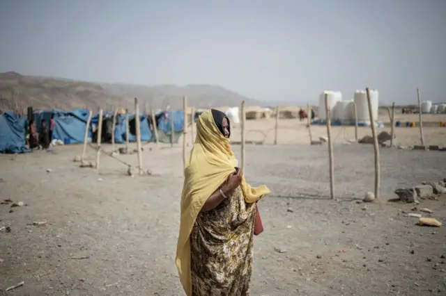 Woman at camp for internally displaced people in Ethiopia