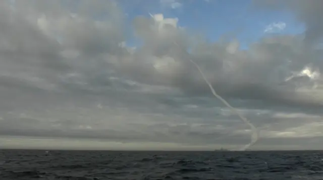 A hypersonic Zircon cruise missile is fired from the  Admiral Gorshkov frigate during testing in the Barents Sea on 28 May