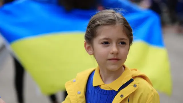 A young Ukraine fan before the match