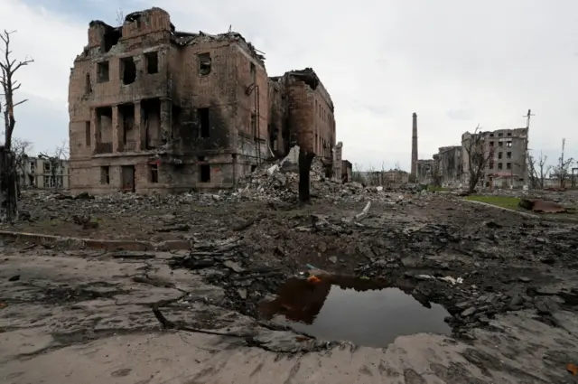 The devastated Azovstal steelworks in Mariupol