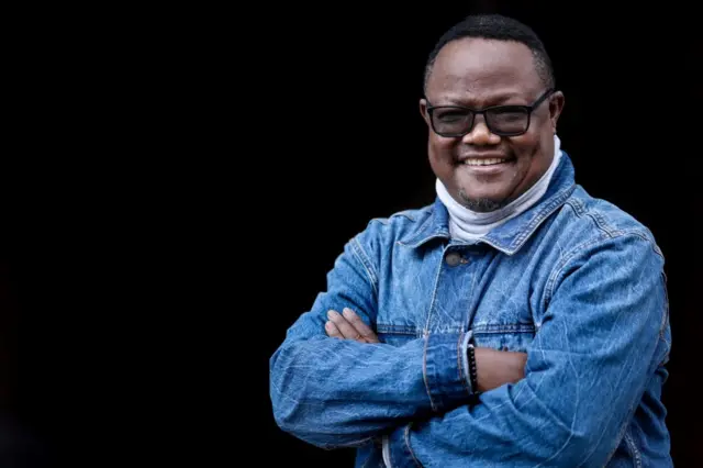 Tanzanian opposition leader Tundu Lissu poses during an interview with AFP at his home in Tienen, on November 14, 2020