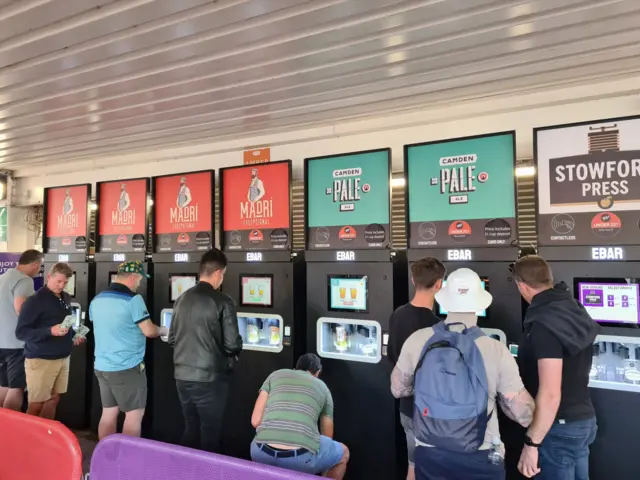 Fans pour their own pint at Trent Bridge