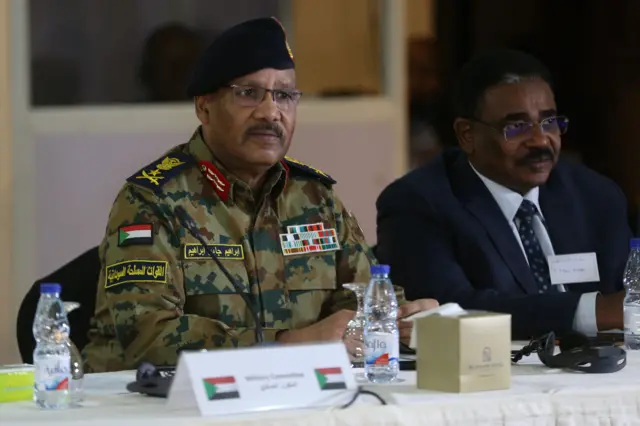 Vice Admiral Ibrahim Cabir attends the meeting with representatives of the tripartite mechanism which includes the United Nations Integrated Transition Assistance Mission in Sudan (UNITMAS), the African Union (AU) and the Intergovernmental Authority on Development (IGAD) in Khartoum, Sudan on June 08, 2022.