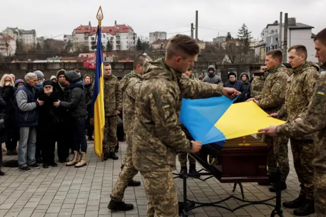 The funeral of a Ukrainian soldier in Lviv, 2 Apr 22