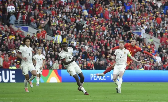 Gareth Bale shoots over the bar