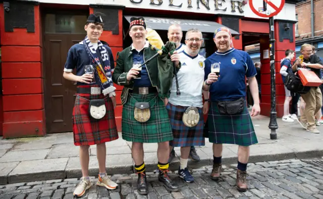 Scotland fans before the UEFA Nations League match between Ireland and Scotland at the Aviva Stadium