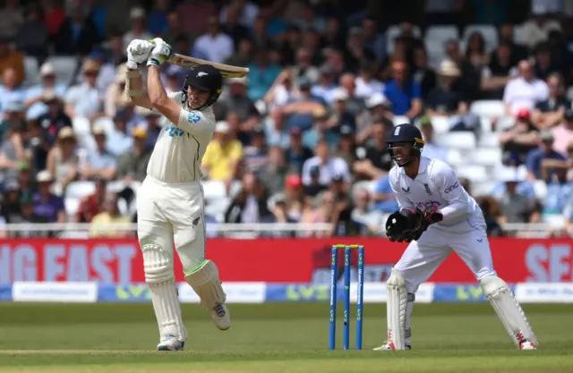 Michael Bracewell of New Zealand plays a shot